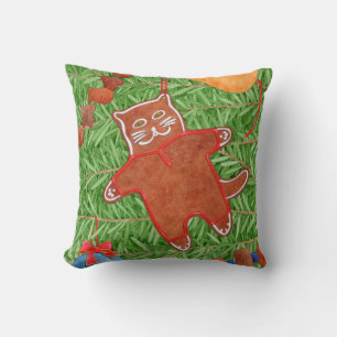 COJÍN DECORATIVO ALMOHADÓN CUADRADO DE GATITO DE PAN DE JENGIBRE