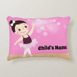 Cojín Decorativo Almohadón de acento de bailarina rosa con cabello