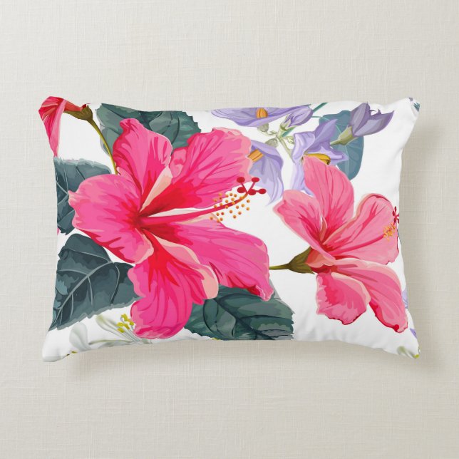 Cojín Decorativo Almohadón de acento de flor de hibisco (Anverso)