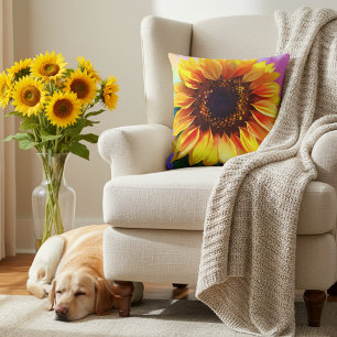 Cojín Decorativo Almohadón de acento de girasol vibrante