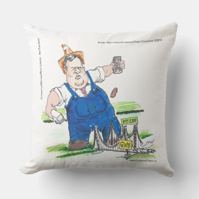 Cojín Decorativo Almohadón de Algodón Divertido Chris Christie (Anverso)