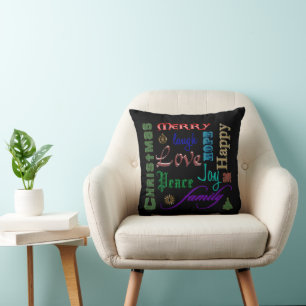 Cojín Decorativo Almohadón de Arte con Palabras de Navidad