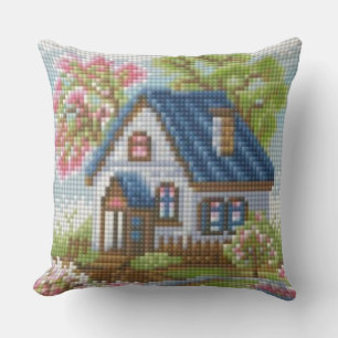Cojín Decorativo Almohadón de Arte Cottage con Efecto Hecho a Mano