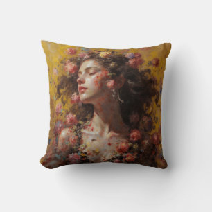 Cojín Decorativo Almohadón de Arte Floral Diosa en Flor