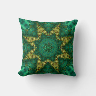 Cojín Decorativo Almohadón de arte fractal geo esmeralda verde + do