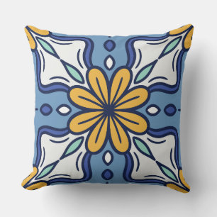 Cojín Decorativo Almohadón de Baldosa de Talavera Mediterránea