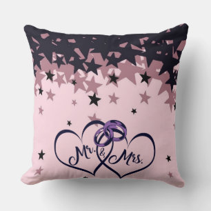 Cojín Decorativo Almohadón de boda Sr. y Sra. con fondo de estrella