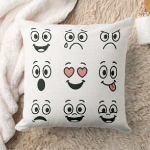 Cojín Decorativo Almohadón de Caras de Emoji Modernas - Mano Artíst