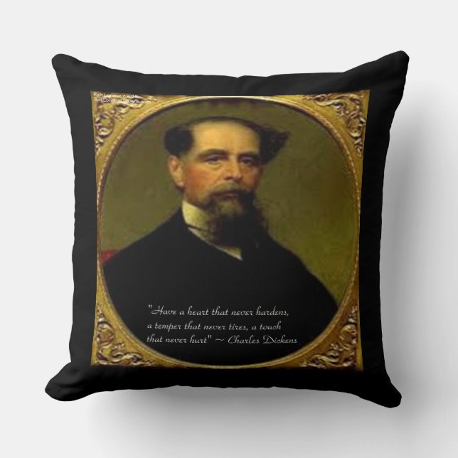 Cojín Decorativo Almohadón de Charles Dickens & Quote Cotton (Anverso)