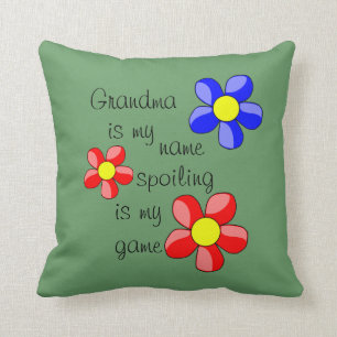 Cojín Decorativo Almohadón de cita de abuelos/abuelas verdes y niet
