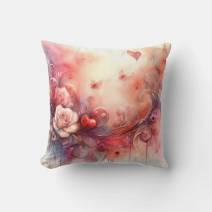 Cojín Decorativo Almohadón de corazones rosas abstractos