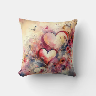 Cojín Decorativo Almohadón de corazones rosas abstractos