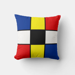 Cojín Decorativo Almohadón de cuadrados estilo Mondrian abstracto