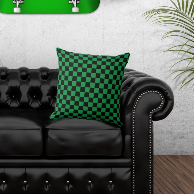 Cojín Decorativo Almohadón de cuadros negro y verde (Subido por el creador)