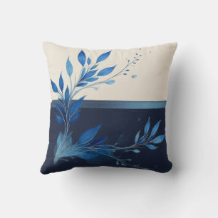 Cojín Decorativo Almohadón de dos tonos azul y crema con diseño de 