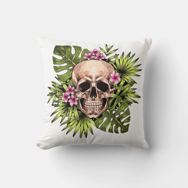 Cojín Decorativo Almohadón de Esqueleto Tropical (Anverso)