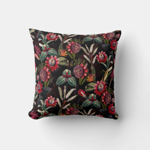 Cojín Decorativo Almohadón de Flores de la Pasión Oscuras Vintage