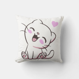 Cojín Decorativo Almohadón de gatito blanco adorable