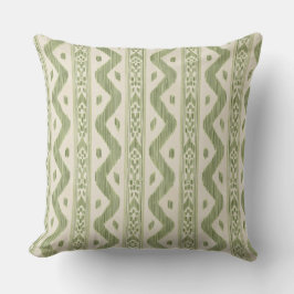 Cojín Decorativo Almohadón de ikat verde y crema, raya tejida