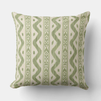 Cojín Decorativo Almohadón de ikat verde y crema, raya tejida