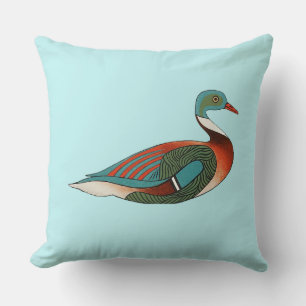 Cojín Decorativo Almohadón de ilustración de pato azul verdoso del 