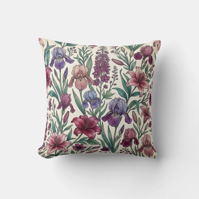 Cojín Decorativo Almohadón de Iris Boho Linework (Anverso)