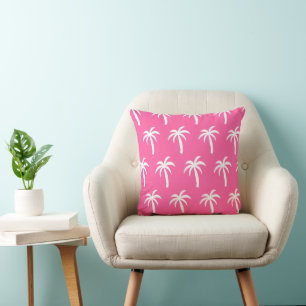Cojín Decorativo Almohadón de la palma rosa Tropical elegante