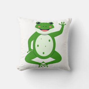 Cojín Decorativo Almohadón de la rana verde alegre saludando – Whim