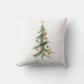 Cojín Decorativo Almohadón de Navidad con árbol de Navidad en acuar
