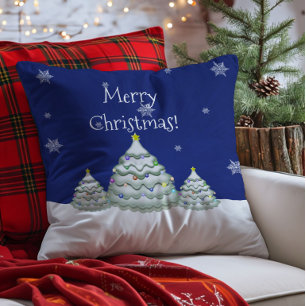 Cojín Decorativo Almohadón de Navidad de árbol azul