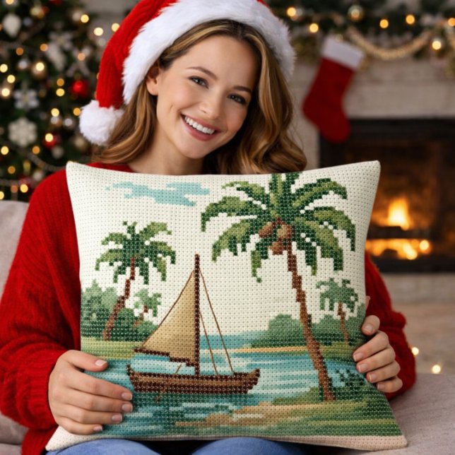 Cojín Decorativo Almohadón de Navidad de Playa Tropical (Subido por el creador)