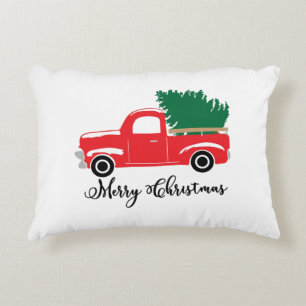 COJÍN DECORATIVO ALMOHADÓN DE NAVIDAD ESTILO CAMIONETA ROJO ATRÁS