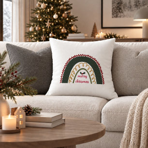 Cojín Decorativo Almohadón de Navidad rústico arcoíris rojo verde b