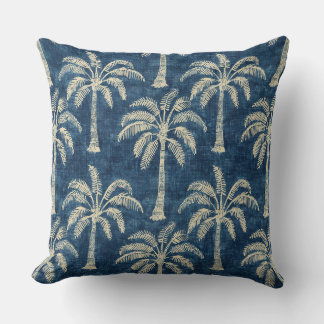 Cojín Decorativo Almohadón de Palma Indigo Azul y Crema