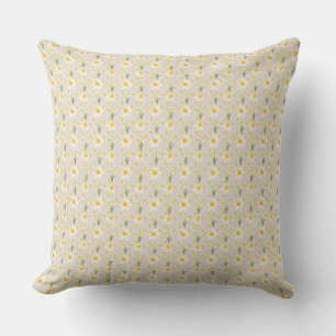 Cojín Decorativo Almohadón de patrón botánico de narciso amarillo a