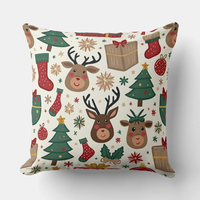 Cojín Decorativo almohadón de patrón de navidades (Anverso)