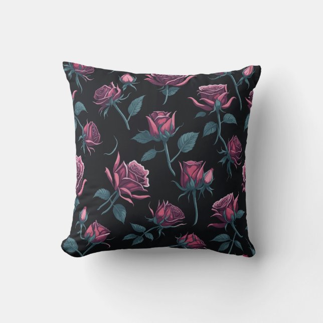 Cojín Decorativo Almohadón de Patrón de Rosas (Anverso)