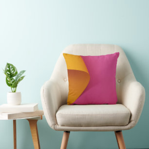 Cojín Decorativo Almohadón de Patrón Geométrico Rosa y Amarillo