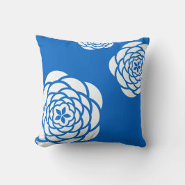 Cojín Decorativo Almohadón de Peonías Blancas sobre Fondo Azul