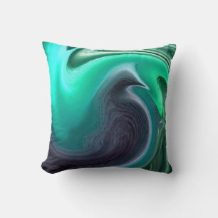 Cojín Decorativo Almohadón de plumaje abstracto en ciruela y aqua