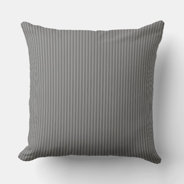 Cojín Decorativo Almohadón de raya de ticking gris (Anverso)