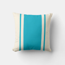 Almohadón de rayas costeras – Turquesa y Crema