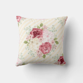 COJÍN DECORATIVO ALMOHADÓN DE ROSAS ROSADAS FLORALES VINTAGE