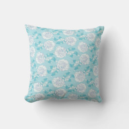 Cojín Decorativo Almohadón de seda floral de clavo de aqua azul
