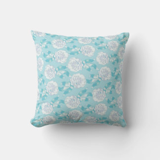 Cojín Decorativo Almohadón de seda floral de clavo de aqua azul