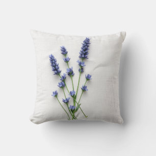 Cojín Decorativo Almohadón de Terciopelo de Lavanda con Acuarela Rú