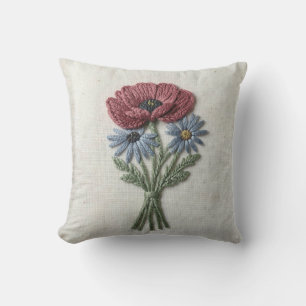 Cojín Decorativo Almohadón de Terciopelo Escarlata Poppy Meadow