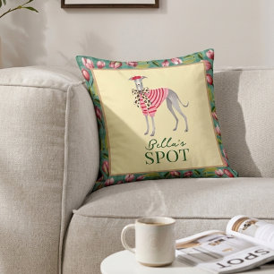 Cojín Decorativo Almohadón de Terciopelo Estampado Magnolia Galgo I