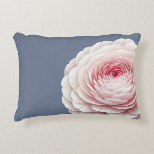 Cojín Decorativo Almohadón de Terciopelo Floral Rosa Azul Pizarra R