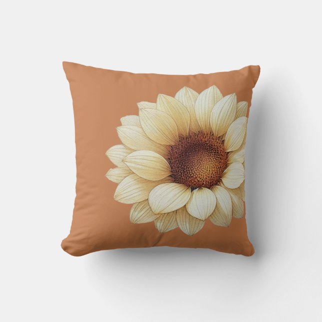Cojín Decorativo Almohadón de terracota con girasol grande (Anverso)